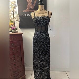 Elegant Black Lace with Gold Dress